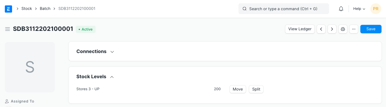 Frappe ERP Batch documentation example with item and batch details