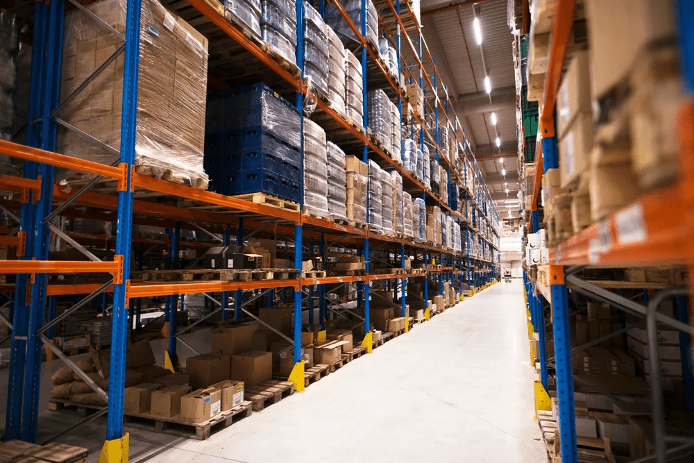 Electronics warehouse with component storage and inventory management
